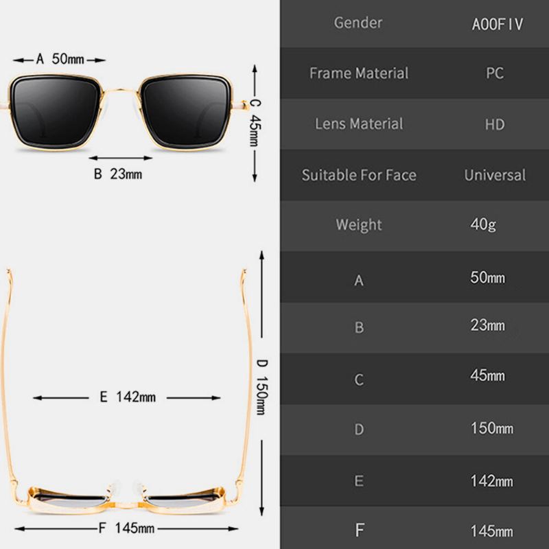 Miesten Retro Thick Edge Metal Frame Trend Aurinkolasit Rantaurheilu Ajaminen Ulkoilu Aurinkolasit