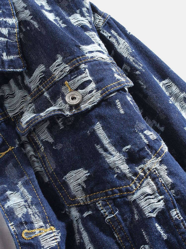 Miesten Allover Scratch Revitty Designer Rento Denim Takki