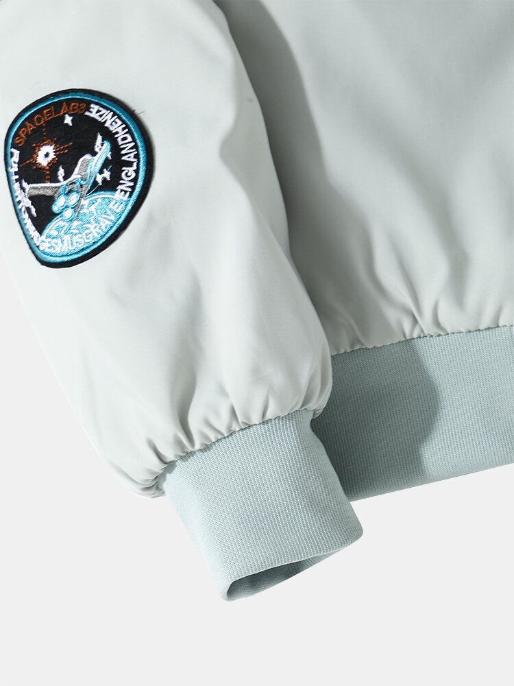 Miesten Astronaut Nasa Letter Ikoni Kuvio Baseball Kaulus Vetoketjutaskut Rento Takit