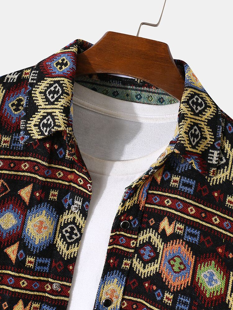 Miesten Tribal Pattern Retro Button Up Pitkähihaiset Vapaa-ajan Takit