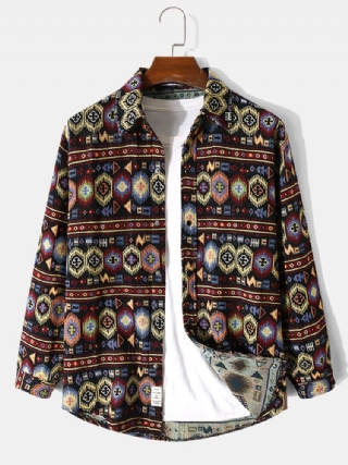 Miesten Tribal Pattern Retro Button Up Pitkähihaiset Vapaa-ajan Takit