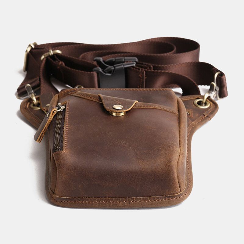 Miesten Retro Aito Nahka Monitaskuinen Vyötärölaukku Outdoor Sport 6.5 Tuuman Puhelinlaukku Vetoketjullinen Crossbody Laukut Olkalaukku