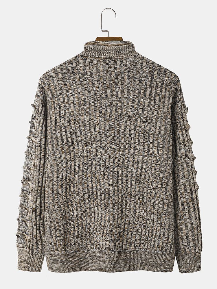 Miesten Puuvilla Vintage Knit Kaapeli Vetoketju Neulepusero Kiristysnyörillä Kangaroo Taskupuserot