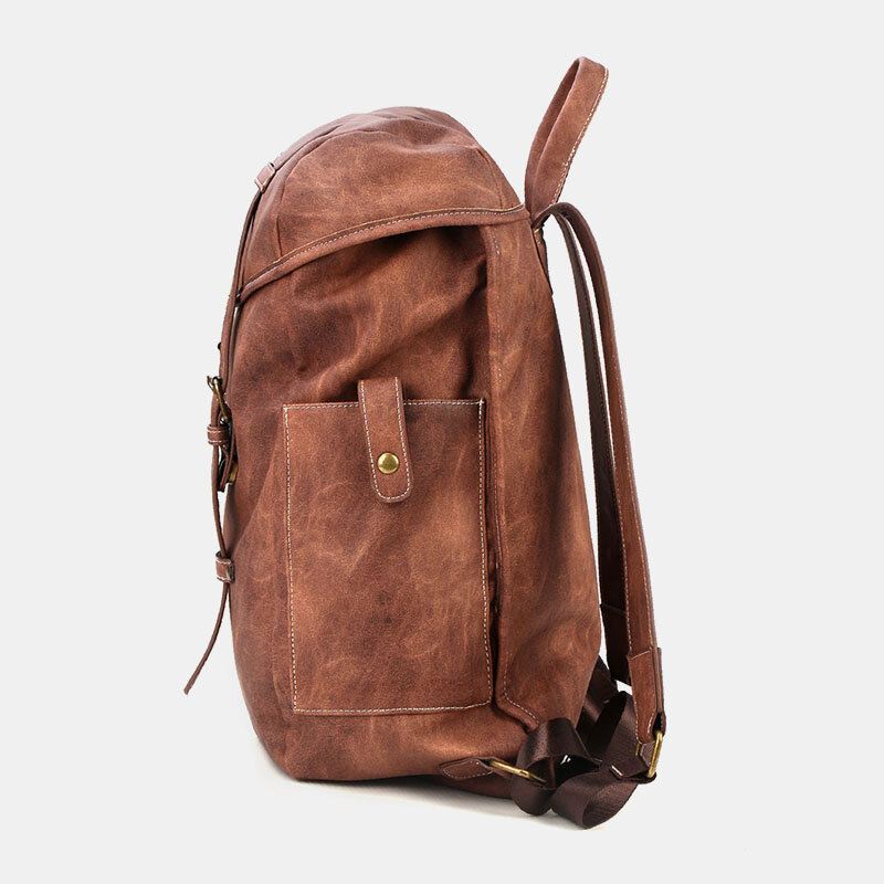 Ekphero Miesten Vintage Business Outdoor Suuri Kapasiteetti School College Bookbag Pu Nahka Kontrastiväri 14 Tuuman Kannettavan Tietokoneen Laukku