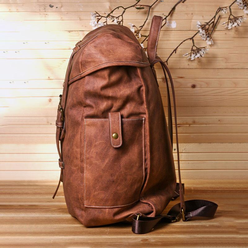 Ekphero Miesten Vintage Business Outdoor Suuri Kapasiteetti School College Bookbag Pu Nahka Kontrastiväri 14 Tuuman Kannettavan Tietokoneen Laukku