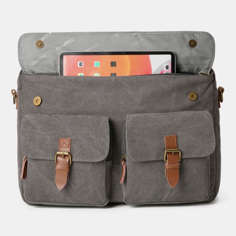 Miesten Vintage Casual Canvas Suuri Kapasiteetti 17 Tuuman Kannettavan Tietokoneen Laukku Reppu Monitaskuinen Crossbody Laukku