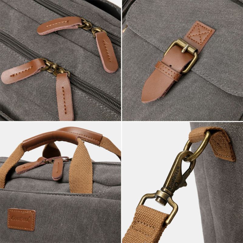 Miesten Vintage Casual Canvas Suuri Kapasiteetti 17 Tuuman Kannettavan Tietokoneen Laukku Reppu Monitaskuinen Crossbody Laukku