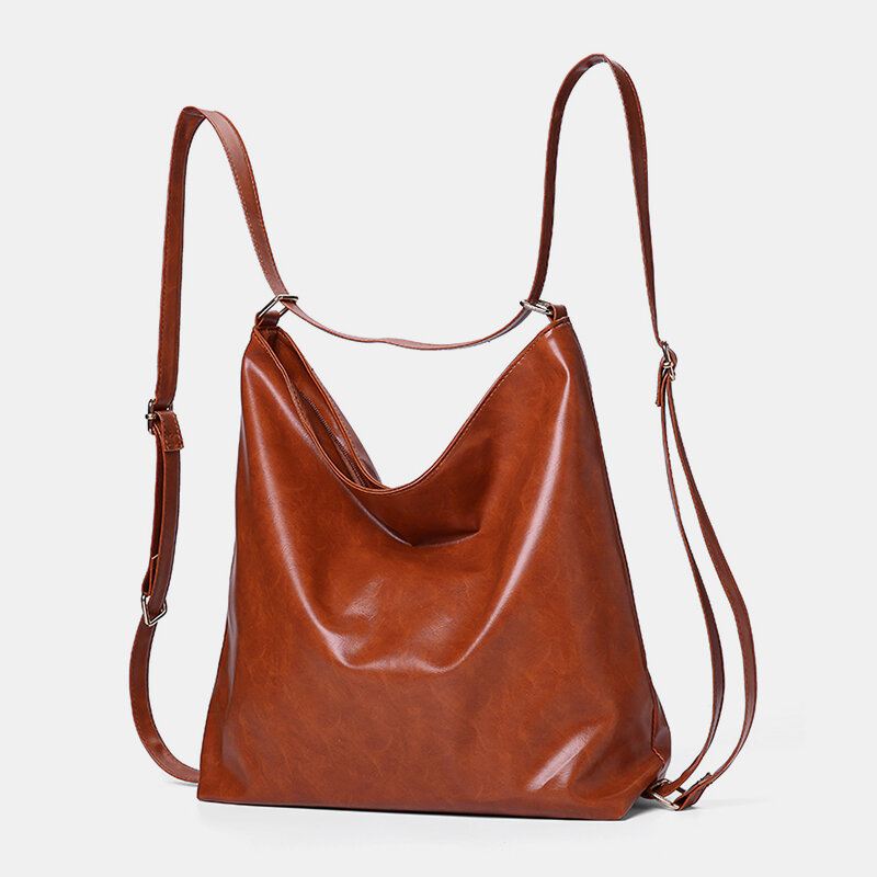 Naiset Öljyvaha Nahka Suurikapasiteettinen Reppu Olkalaukku Crossbody Laukku Kukkaro Vaippalaukku Hobo Bag Hobo Bag