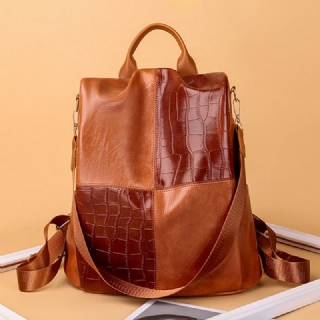 Naisten Keinonahkainen Vintage Krokotiilikohokuviointireppu Muunnettavissa Oleva Hihna Suuri Kapasiteetti Crossbody-laukku