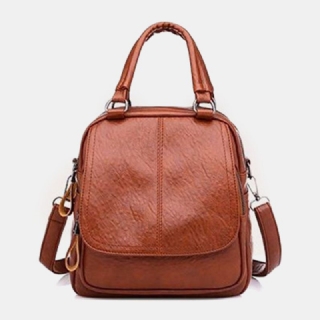 Naisten Pu Nahka Multi-carry Vintage Vedenpitävä Crossbody Laukku Olkalaukku Reppu