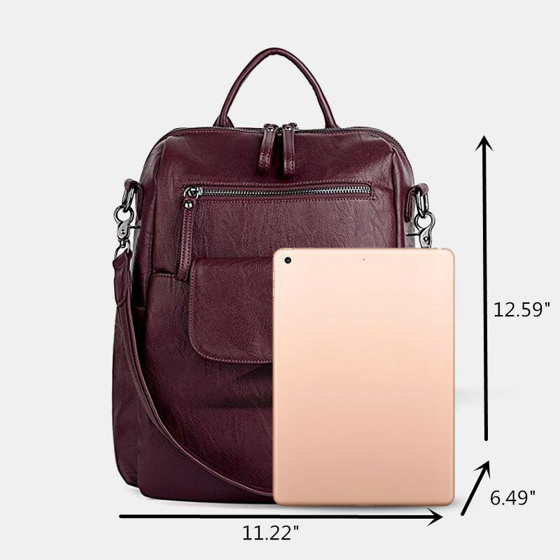 Naisten Yksivärinen Vedenpitävä Monikantainen Reppu Suuri Kapasiteetti Takavarkaudenesto Tasku Olkalaukku Crossbody Laukku