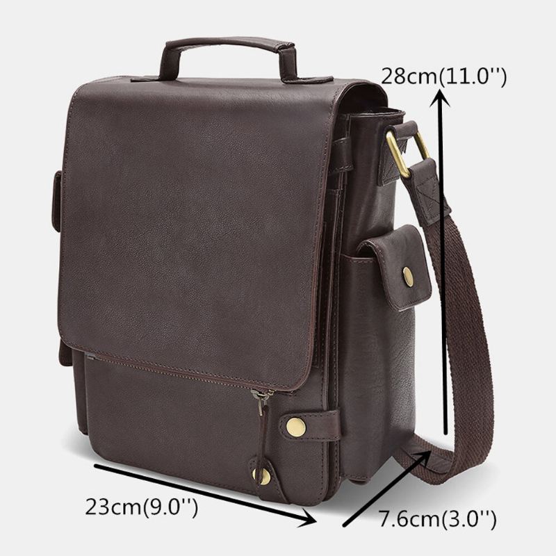 E Ekphero Miesten Pu Nahka Vintage Business Monikäyttöinen Monikorttipaikka Monitaskuinen Crossbody Laukku Olkalaukku