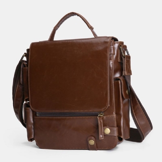 E Ekphero Miesten Pu Nahka Vintage Business Monikäyttöinen Monikorttipaikka Monitaskuinen Crossbody Laukku Olkalaukku