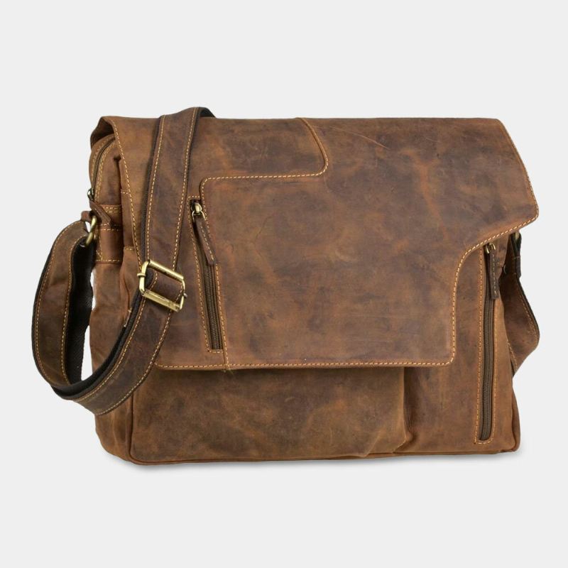 Ekphero Miesten Monitoiminen Vintage Monitaskuinen Monipuolinen Rento Crossbody Laukku Olkalaukku