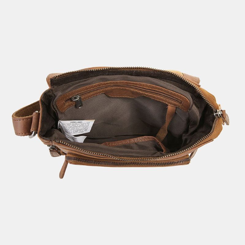 Ekphero Miesten Vedenpitävä Monikerroksinen Vetoketjullinen Crossbody Laukku Keinonahka Pehmeä Messenger Bag Varkaudenesto Sling Bag