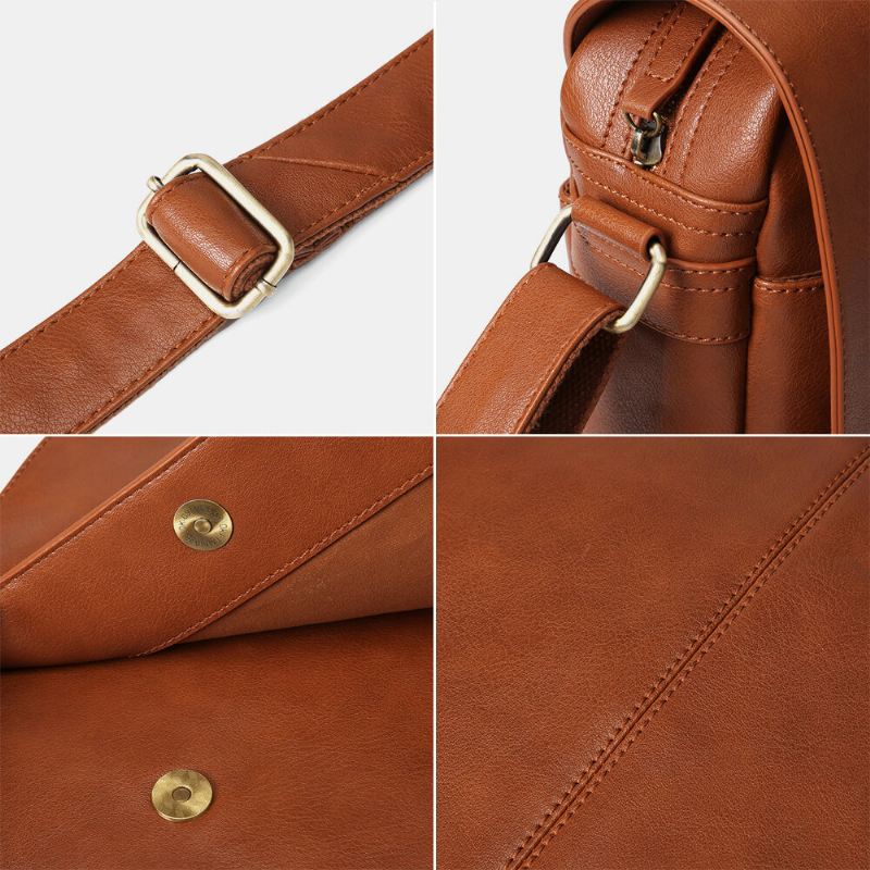 Ekphero Miesten Vintage Flap Design Suuri Kapasiteetti Crossbody Bag-laukku