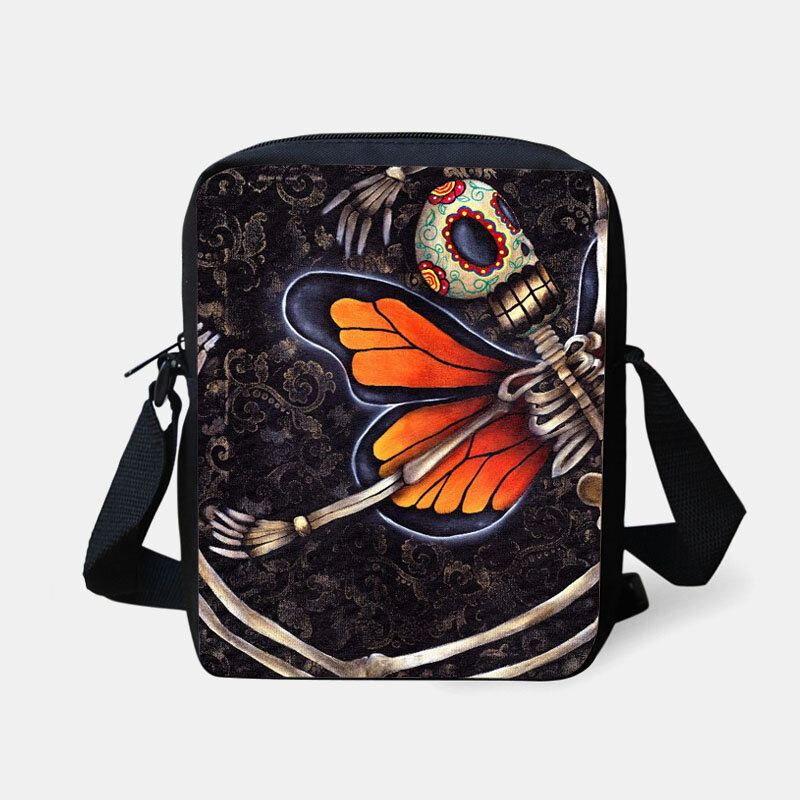 Lasten Halloween-tyylinen Pukeutunut Söpö Pääkallokuvioinen Crossbody Laukku Karkkisokerin Kantamiseen