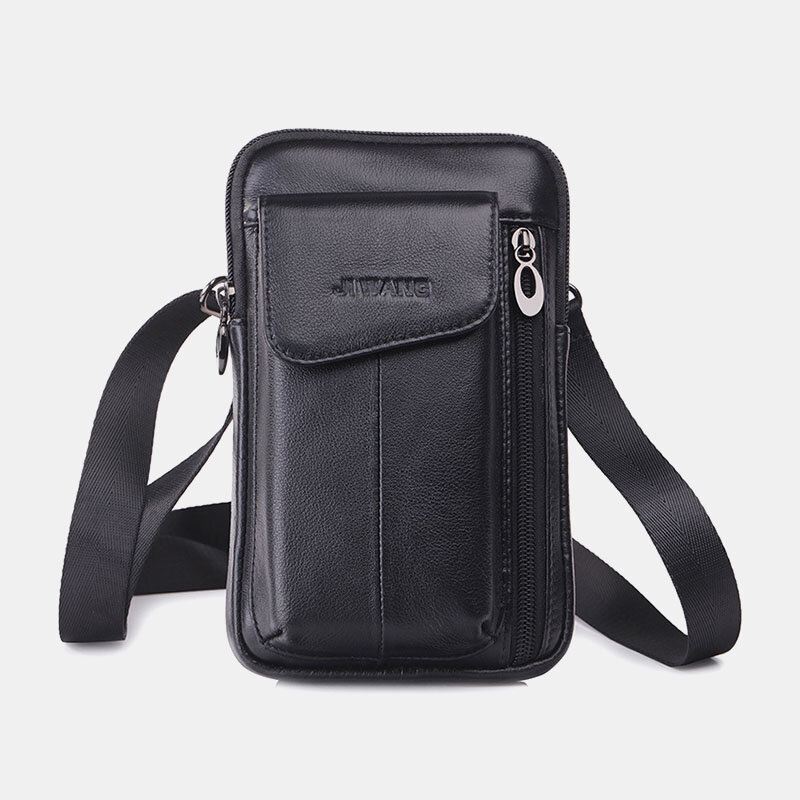 Miesten Aito Nahka 6.5 Tuuman Puhelinlaukku Vyölaukku Vyökassi Crossbody Bag