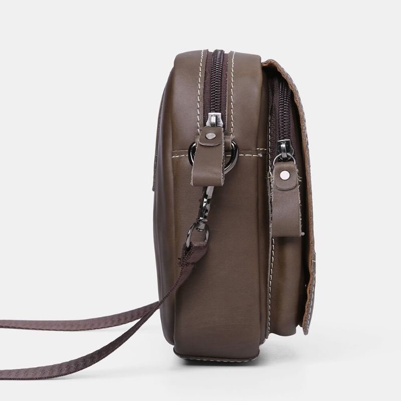 Miesten Aito Nahka Kulutusta Kestävä Suuri Kapasiteetti Vintage Lehmännahkainen Crossbody Laukut Olkalaukku Yksittäinen Laukku