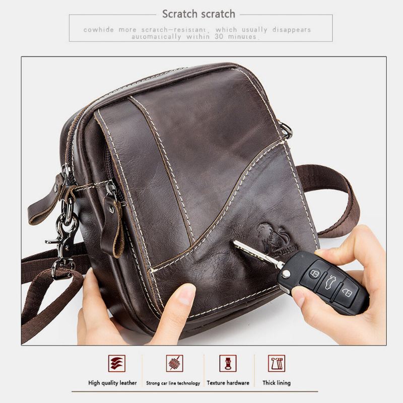 Miesten Aito Nahka Kulutusta Kestävä Suuri Kapasiteetti Vintage Lehmännahkainen Crossbody Laukut Olkalaukku Yksittäinen Laukku