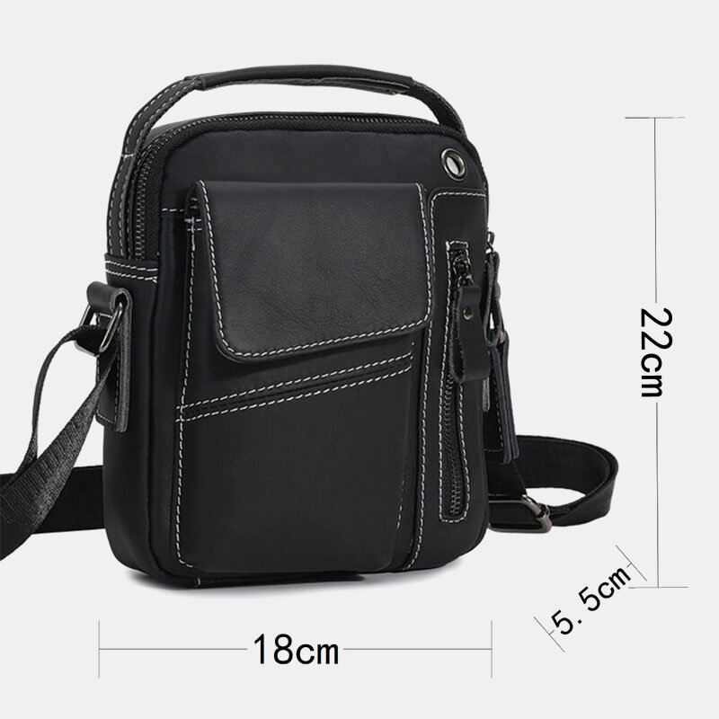 Miesten Aito Nahka Monitaskuinen Kuulokeaukko Vintage 6.5 Tuuman Puhelinlaukku Crossbody Bag Olkalaukku Messenger Salkku