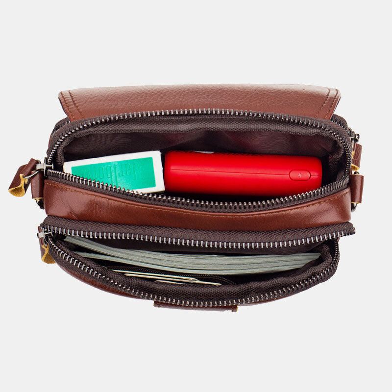 Miesten Aito Nahka Retro 7.5 Tuuman Puhelinlaukku Cross Body Bag Vyötärölaukku Vyölenkillä