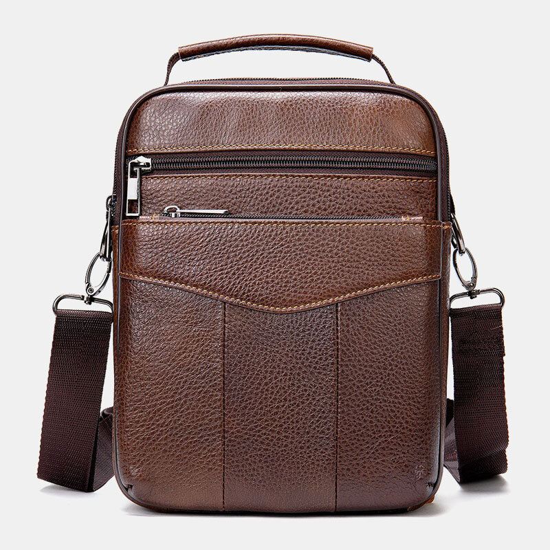 Miesten Aito Nahka Retro Business Pystysuuntainen Käsilaukku Crossbody Laukku