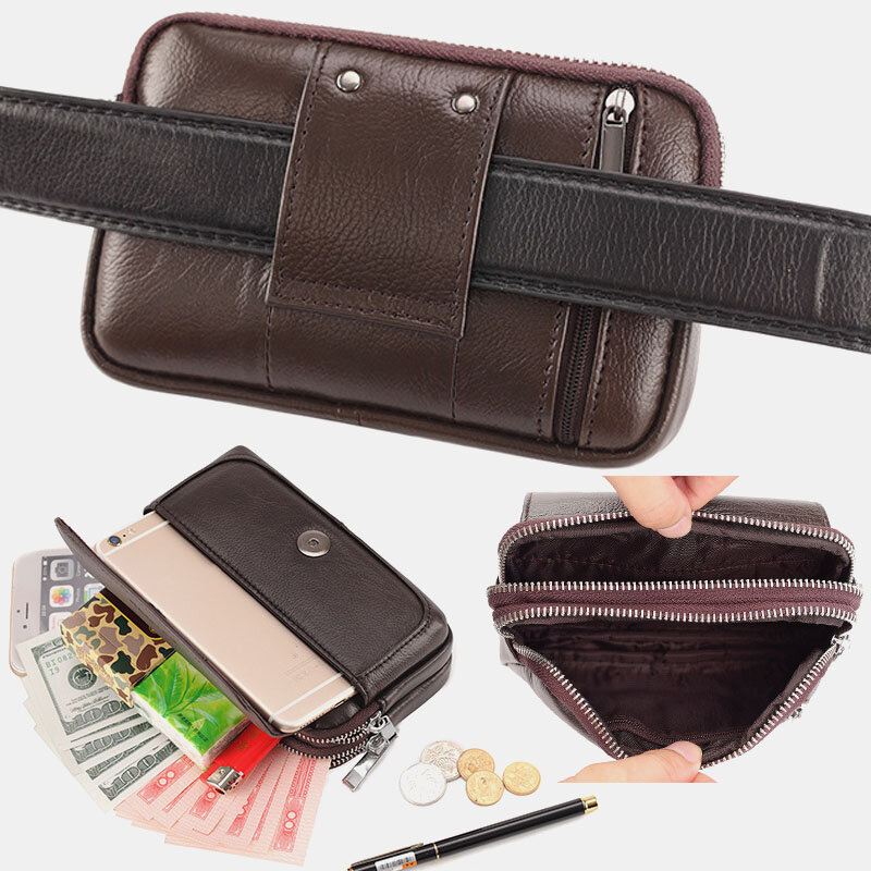 Miesten Aito Nahka Retro Multi-carry Mini Puhelinlaukku Korttikotelo Laukku Vyötärölaukku Crossbody Bag