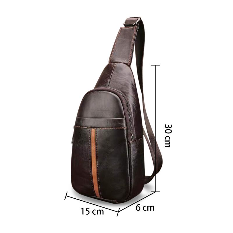 Miesten Aito Nahkainen Vintage Kestävä Päivittäinen Crossbody-laukku Säädettävällä Hihnalla Oleva Laukku