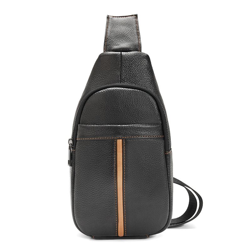 Miesten Aito Nahkainen Vintage Kestävä Päivittäinen Crossbody-laukku Säädettävällä Hihnalla Oleva Laukku