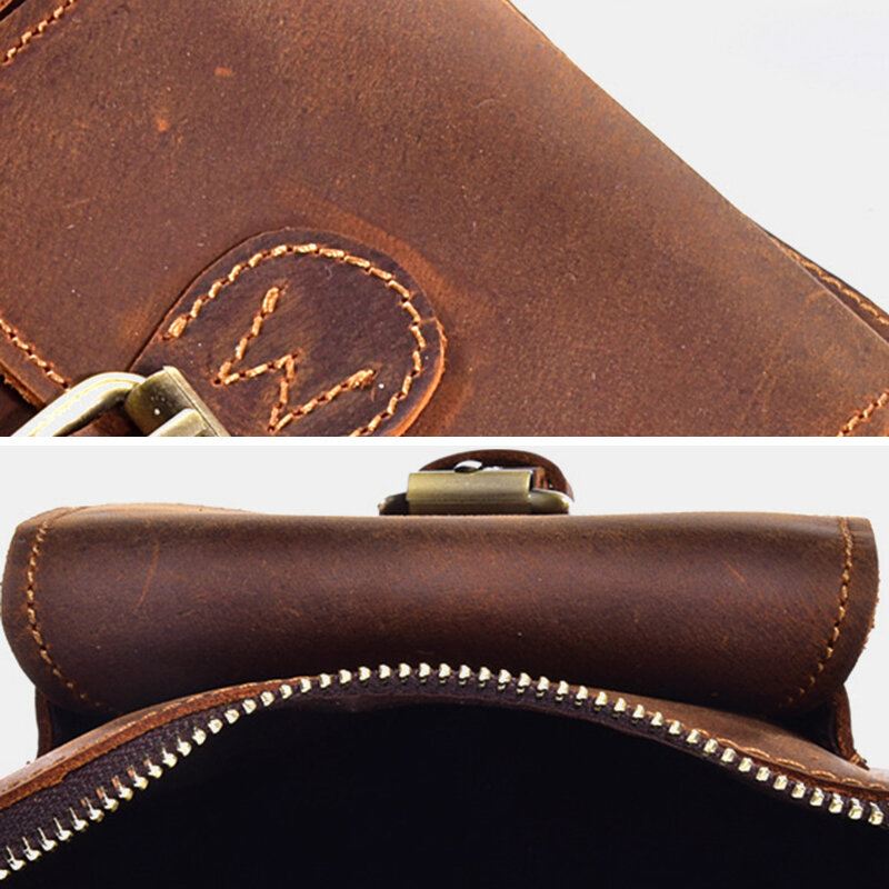 Miesten Aito Nahkainen Vintage Monikäyttöinen Crossbody Laukku Kestävä Vyölenkki Vyötäröllä Päivittäinen Vyölaukku