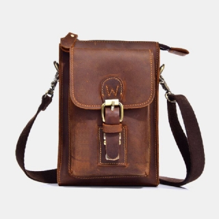 Miesten Aito Nahkainen Vintage Monikäyttöinen Crossbody Laukku Kestävä Vyölenkki Vyötäröllä Päivittäinen Vyölaukku