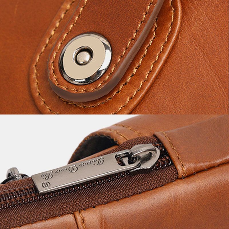 Miesten Aito Nahkainen Vintage Monitoiminen 6.5 Tuuman Vetoketjullinen Puhelinlaukku Crossbody Laukku Vyötärölaukku