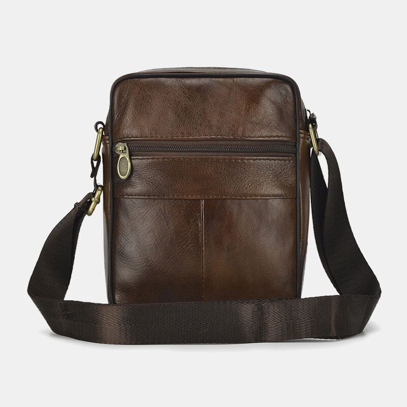 Miesten Aitoa Nahkaa Business Rento Yksivärinen Nahkainen Olkalaukku Crossbody-laukku