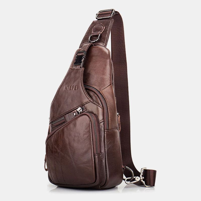 Miesten Aitoa Nahkaa Monitaskuinen Suuri Kapasiteetti Vintage Ensimmäisen Kerroksen Lehmännahkainen Crossbody Laukut Olkalaukku Rintalaukku