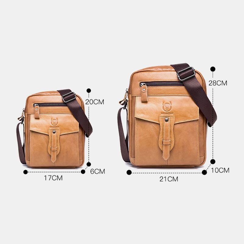 Miesten Aitoa Nahkaa Oleva Business Retro Solid Color Crossbody Laukku Olkalaukku