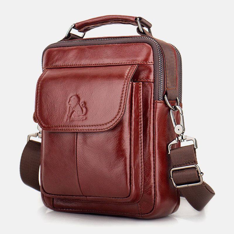 Miesten Aitoa Nahkaa Oleva Retro-nahkainen Olkalaukku Crossbody-laukku