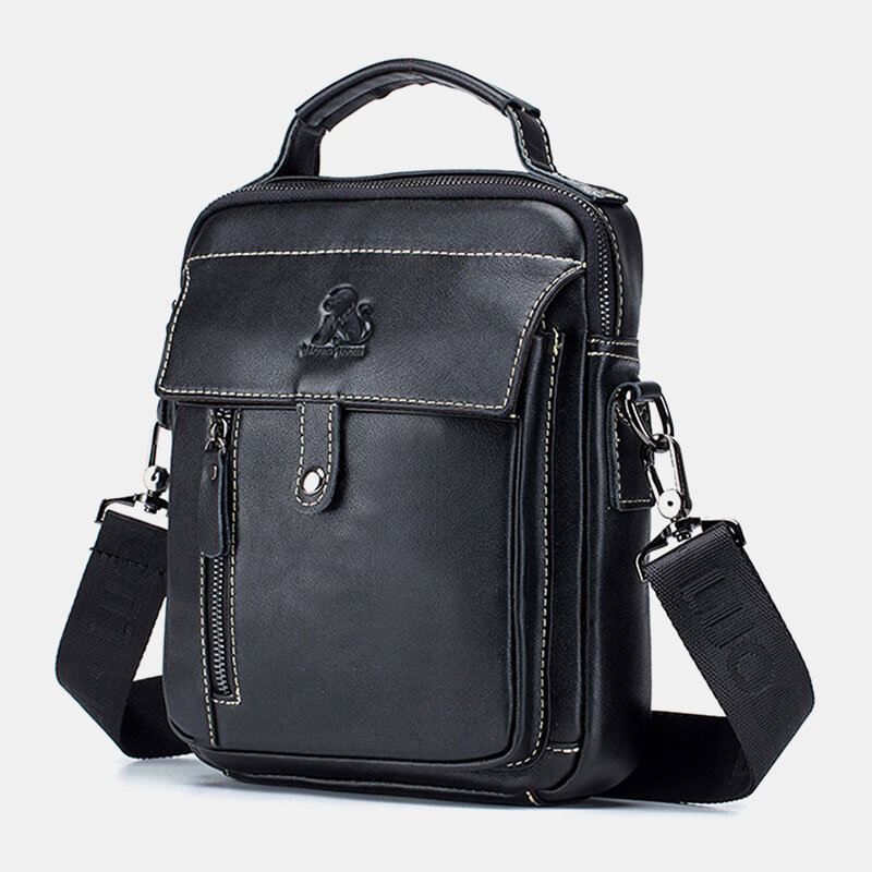 Miesten Aitoa Nahkaa Oleva Retro-yritys Pieni Lehmännahkainen Olkalaukku Crossbody-laukku