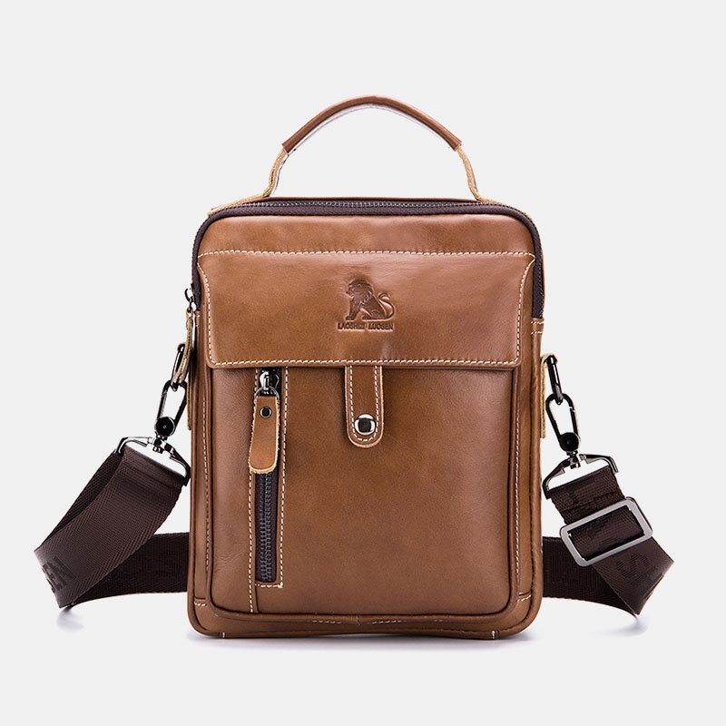 Miesten Aitoa Nahkaa Oleva Retro-yritys Pieni Lehmännahkainen Olkalaukku Crossbody-laukku