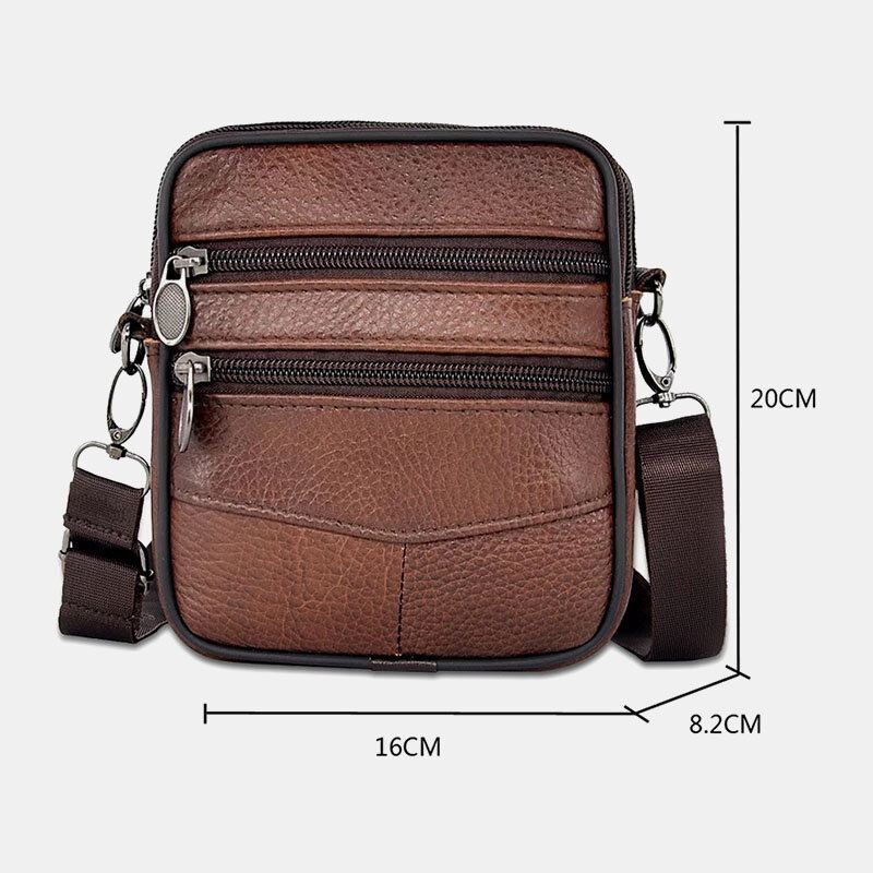 Miesten Aitoa Nahkaa Oleva Suurikokoinen Business Multi-carry Crossbody-laukku