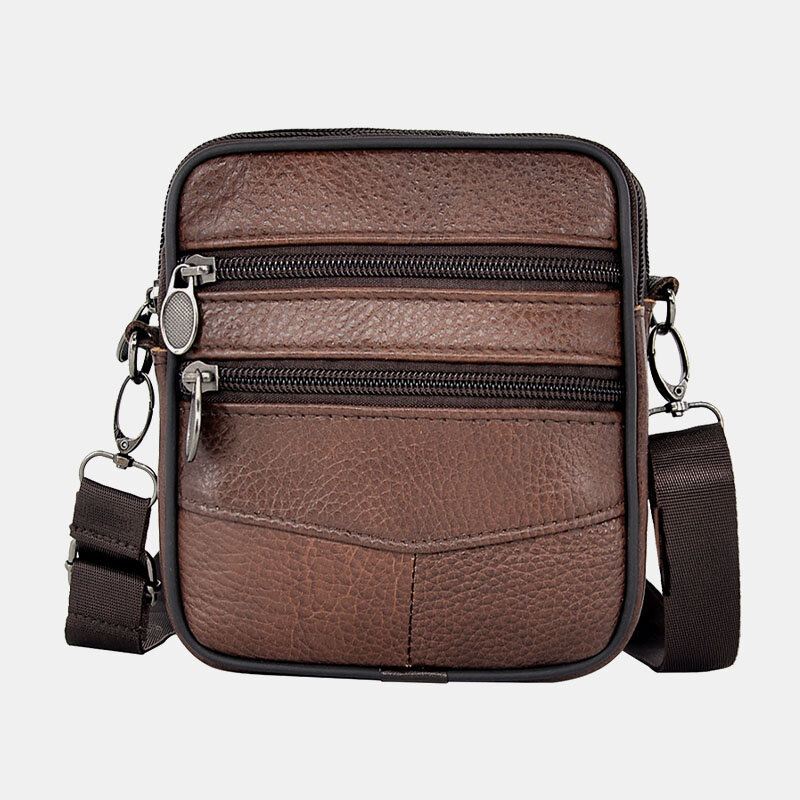 Miesten Aitoa Nahkaa Oleva Suurikokoinen Business Multi-carry Crossbody-laukku