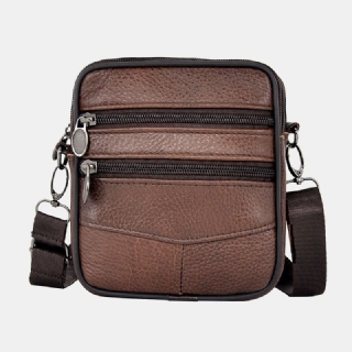 Miesten Aitoa Nahkaa Oleva Suurikokoinen Business Multi-carry Crossbody-laukku