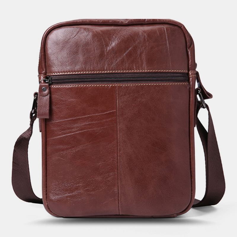 Miesten Aitoa Nahkaa Suuri Kapasiteetti Vintage Business Crossbody Laukku Olkalaukku