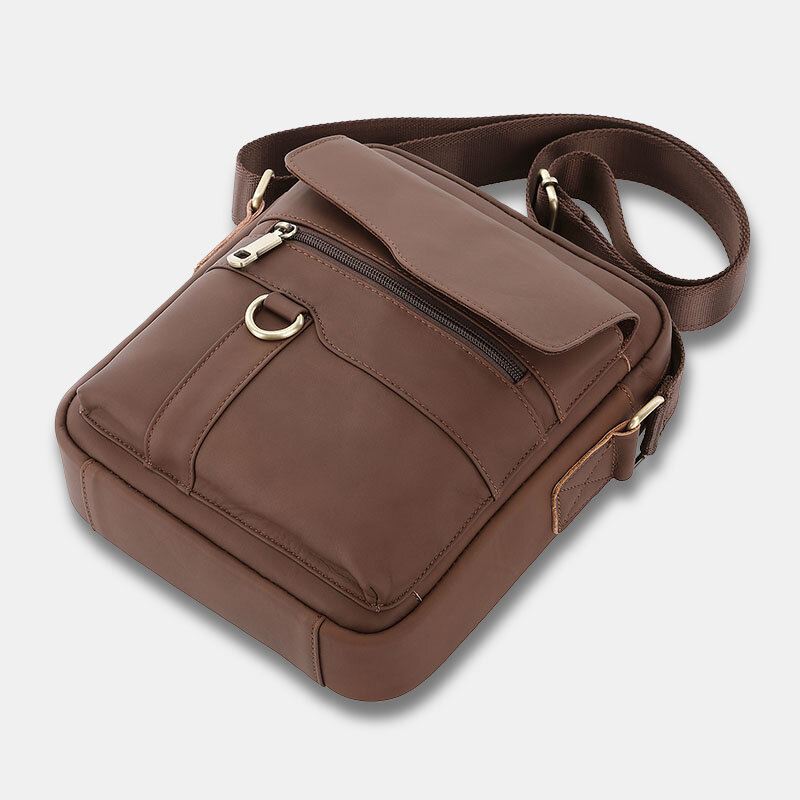 Miesten Aitoa Nahkaa Suuri Kapasiteetti Vintage Casual 6.5 Tuuman Puhelinlaukku Crossbody Bag Olkalaukku Messenger Salkku