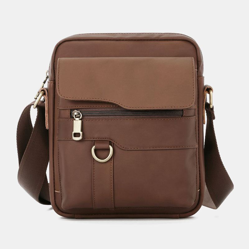 Miesten Aitoa Nahkaa Suuri Kapasiteetti Vintage Casual 6.5 Tuuman Puhelinlaukku Crossbody Bag Olkalaukku Messenger Salkku