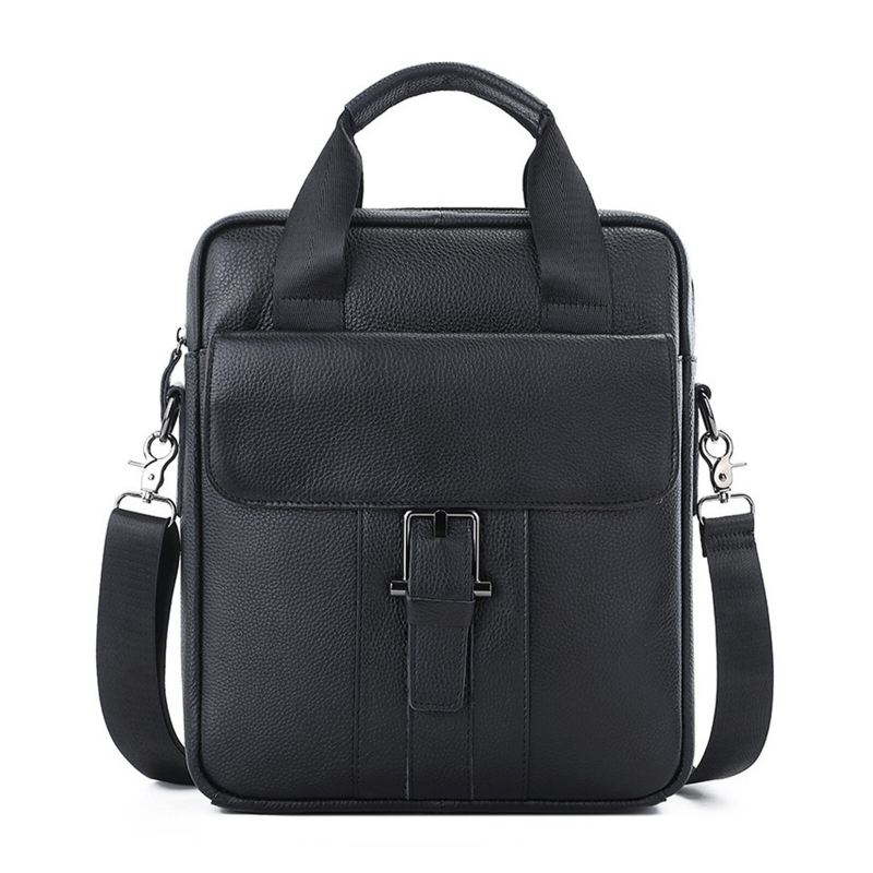 Miesten Aitoa Nahkaa Suuri Tilavuus Crossbody Laukku Vintage Business Solid Salkku Olkalaukku Olkalaukku