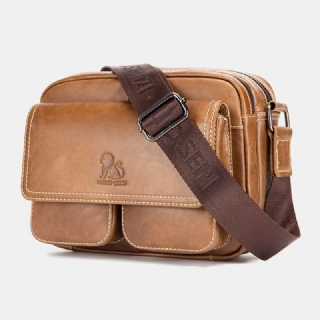 Miesten Aitoa Nahkaa Suuri Tilavuus Monitaskuinen Varkaudenesto Vintage Crossbody Laukku Lehmännahkainen Olkalaukku