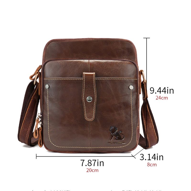 Miesten Aitoa Nahkaa Vintage Suuri Kapasiteetti Kestävä Crossbody Laukku Sisäosasto Casual Business Laukku