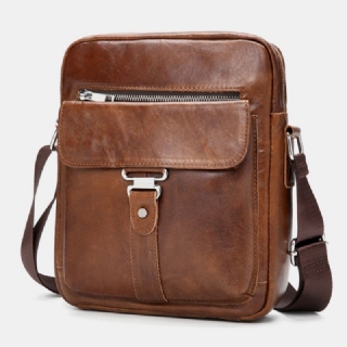 Miesten Business Retro Aito Nahka Vedenpitävä Kulutusta Kestävä Crossbody Laukku