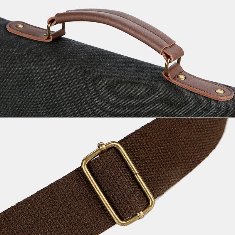 Miesten Canvas Monitaskuinen Kulumisenkestävä Vintage Business Messenger Bag Kannettavan Tietokoneen Laukku Crossbody Bag Käsilaukku